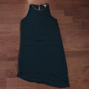 Asymmetrical dark green dress